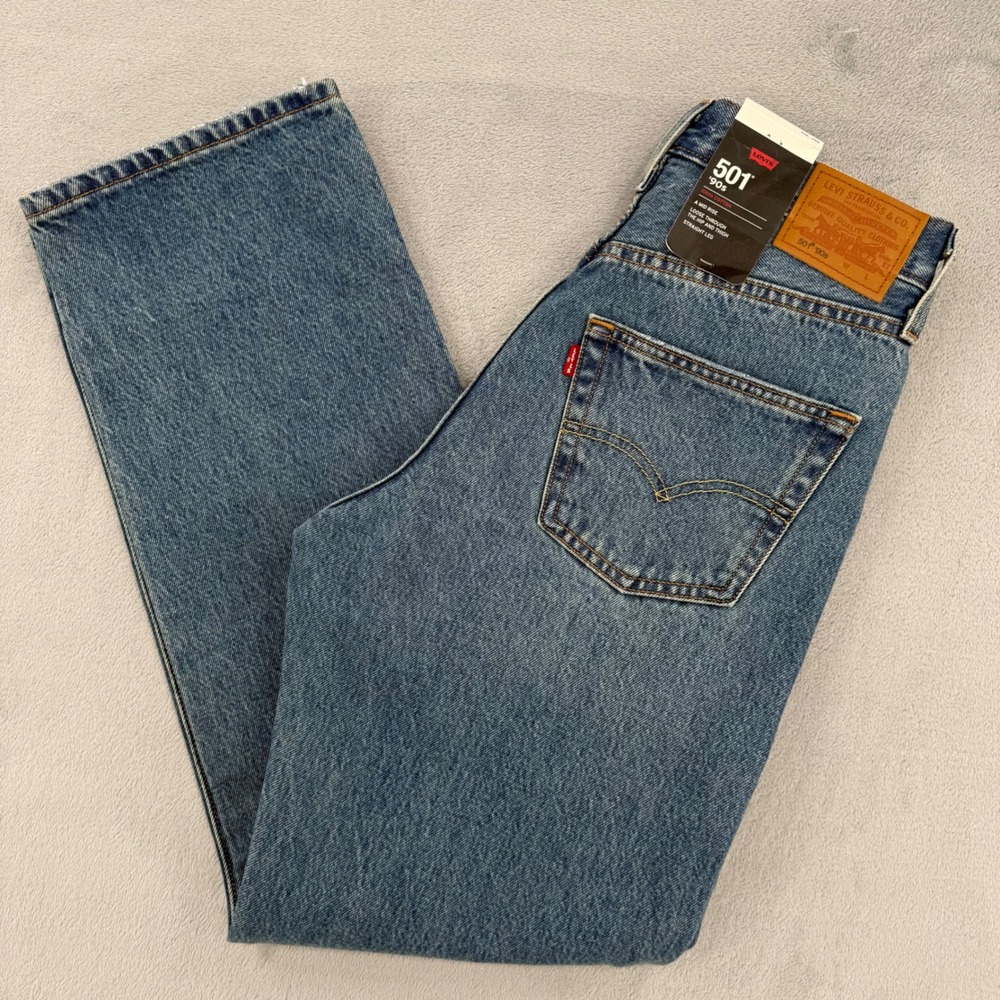 Levis Premium 501 90s Jeans Mens Blue Distressed Straight Leg Size W 27 L 30